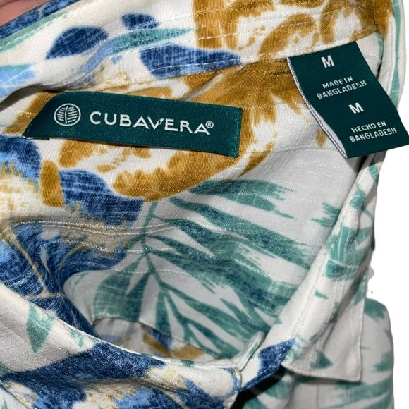 Cubavera Hawaiian Shirt Mens M Pineapple Floral Tiki Aloha Vacation Leaves - Picture 9 of 11